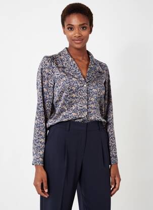 Chemisier coupe cintrée manches longues bleu SURKANA femme