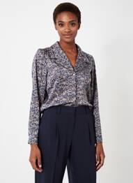 Chemisier coupe cintrée manches longues bleu SURKANA femme