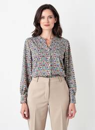 Blouse imprimé fantaisie manches longues bleu JULIE GUERLANDE femme