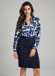 Blouse imprimé fantaisie manches longues bleu B.YOUNG femme
