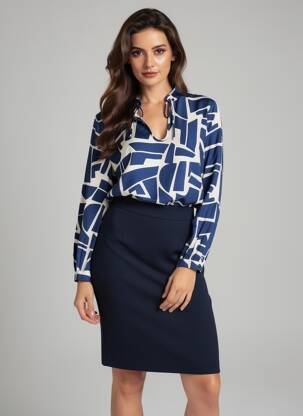 Blouse imprimé fantaisie manches longues bleu B.YOUNG femme
