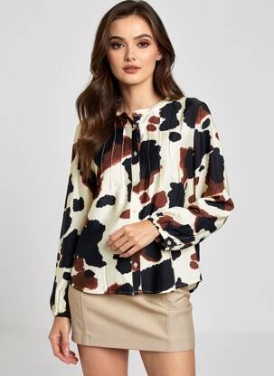 Chemisier imprimé fantaisie manches longues noir B.YOUNG femme