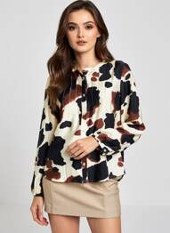 Chemisier imprimé fantaisie manches longues noir B.YOUNG femme