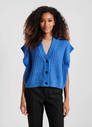 Gilet sans manche fermeture boutonnée sur le devant bleu B.YOUNG femme