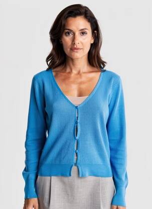 Gilet manches longues coupe cintrée bleu SURKANA femme
