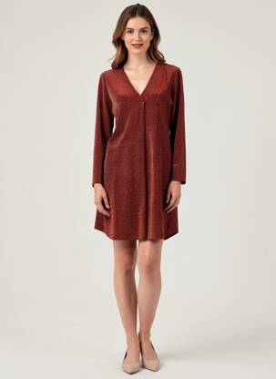 Robe courte manches longues manches longues rouge ESPERANCE femme