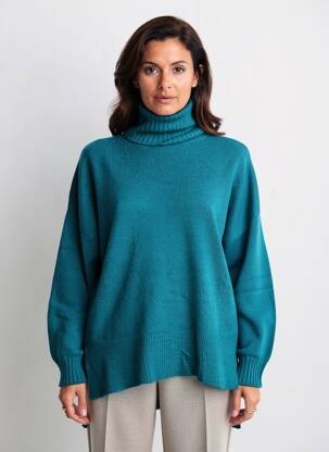 Pull coupe droite manches longues vert FOR HER PARIS femme
