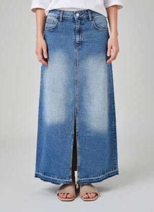 Jupe longue coupe droite bleu B.YOUNG femme