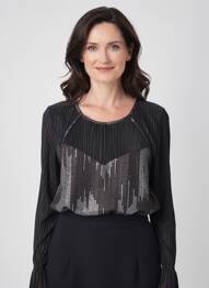 Top stretch manches longues noir HALOGENE femme