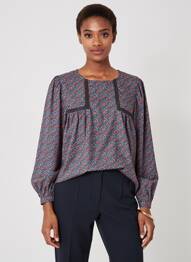 Blouse tissage popeline manches longues bleu MOLLY BRACKEN femme