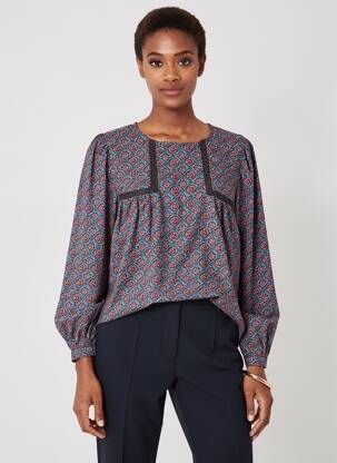Blouse tissage popeline manches longues bleu MOLLY BRACKEN femme