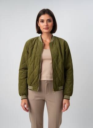 Blouson col v vert ONADO femme
