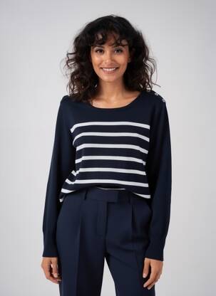 Pull stretch manches longues bleu BLEU SALÉ femme