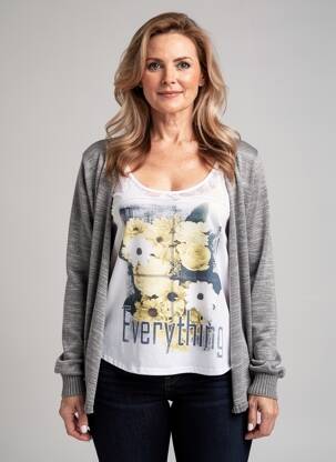Top coupe cintrée manches longues gris ATLANTA femme