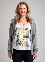 Top coupe cintrée manches longues gris ATLANTA femme