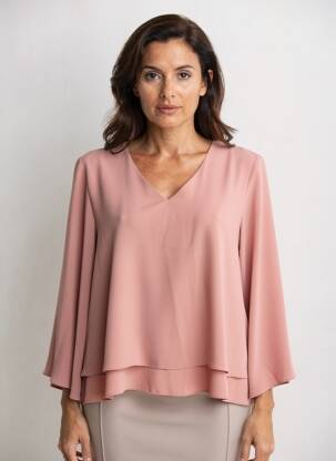 Blouse légère et transparente manches 3/4 rose BETTY BARCLAY femme