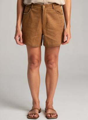 Short fermeture zippée sous rabat boutonné taille normale marron JOYNA femme