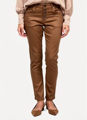 Pantalon slim poches marron PLACE DU JOUR femme