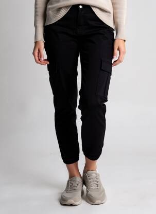 Pantalon 7/8 fermeture zippée sous rabat boutonné noir NINA CARTER femme