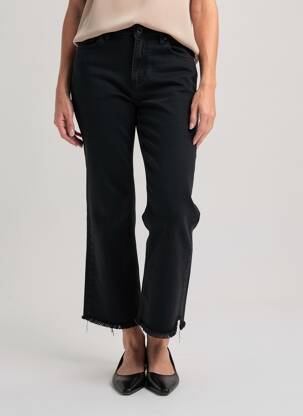 Pantalon droit fermeture zippée sous rabat boutonné noir 3D femme