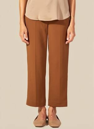 Pantalon 7/8 stretch taille normale marron CHARMING GIRL femme