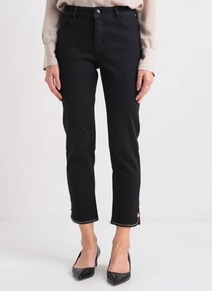 Pantalon 7/8 stretch taille normale noir ONADO femme