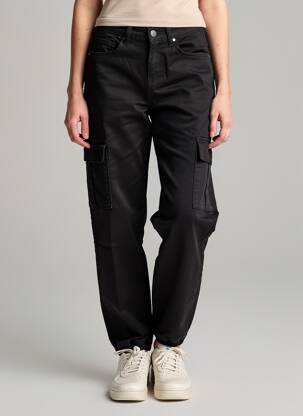 Pantalon cargo poches taille normale noir NINA CARTER femme