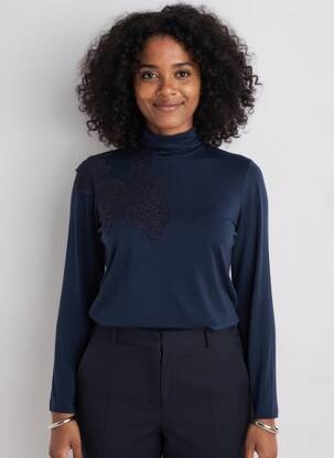 Top manches longues manches longues bleu TRICOT CHIC femme