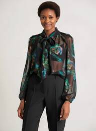 Blouse légère et transparente manches longues noir MARC CAIN femme