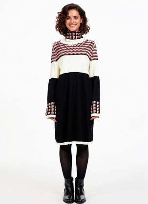 Robe pull stretch manches longues noir TRICOT CHIC femme