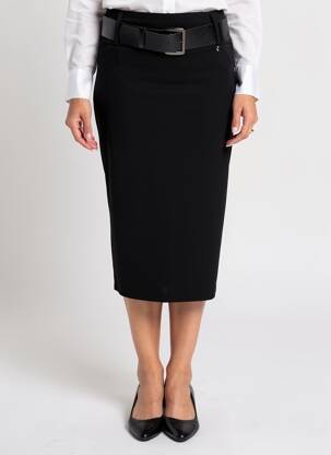Jupe mi-longue taille normale noir DANIELA femme