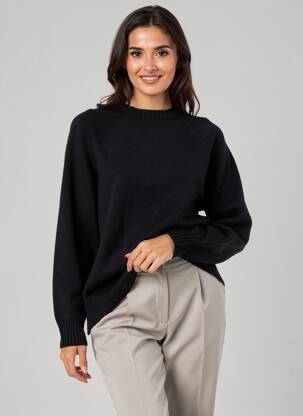 Pull coupe droite manches longues noir L'ATELIER D'ANNA femme