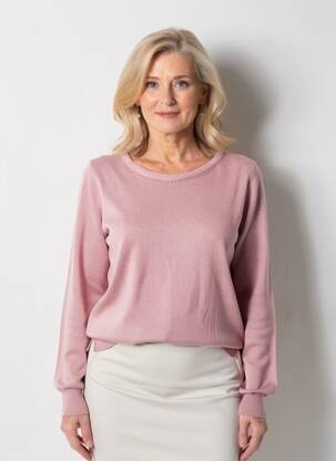 Pull coupe droite manches longues rose CISO femme