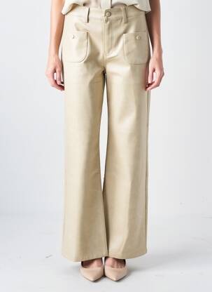 Pantalon flare taille à pinces taille haute beige ONADO femme