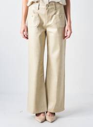 Pantalon flare taille à pinces taille haute beige ONADO femme