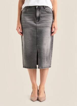 Jupe mi-longue stretch gris KAFFE femme