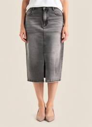 Jupe mi-longue stretch gris KAFFE femme