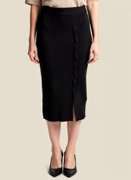 Jupe mi-longue stretch noir ICHI femme