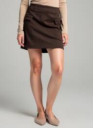 Jupe courte poches marron ICHI femme
