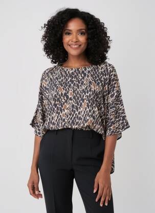 Blouse tissage popeline manches 3/4 noir BETTY BARCLAY femme