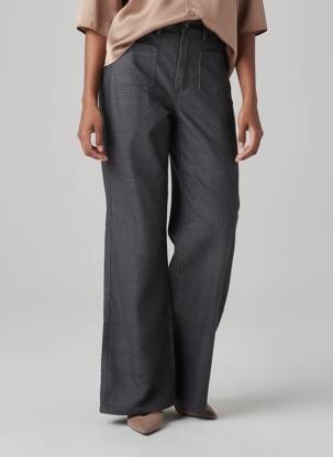 Pantalon flare fermeture zippée sous rabat boutonné gris KAFFE femme
