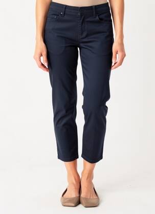 Pantalon 7/8 fermeture zippée sous rabat boutonné bleu JENSEN femme