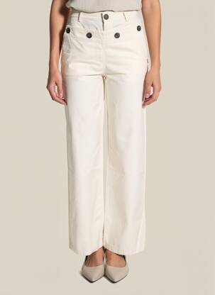 Pantalon droit tissage popeline taille normale beige JOHANNA PARIS femme