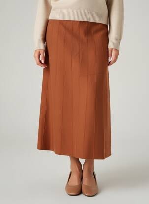 Jupe longue coupe fluide marron PIMENT ROUGE femme