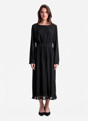 Robe longue manches longues manches longues noir SWEEWË femme
