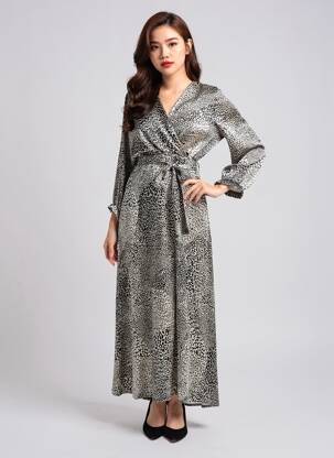 Robe longue manches longues manches longues noir ELENA Z femme