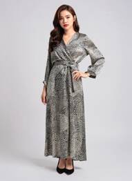 Robe longue manches longues manches longues noir ELENA Z femme