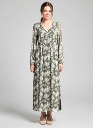 Robe longue imprimé fantaisie manches longues vert TIFFOSI femme