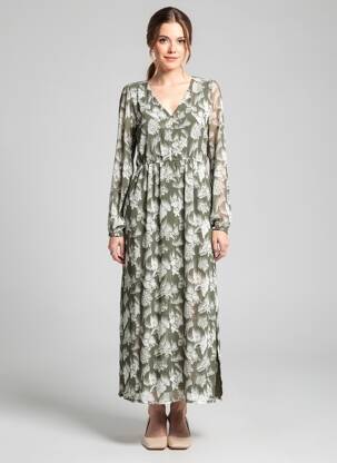 Robe longue manches longues manches longues vert TIFFOSI femme