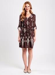 Robe courte manches longues manches longues marron MAELLE femme